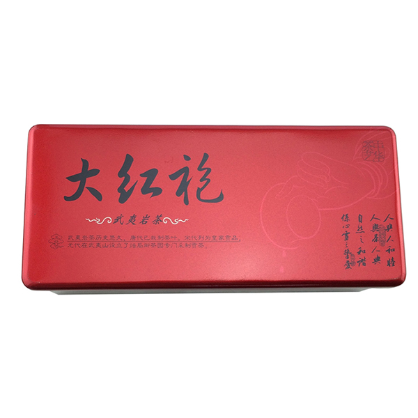 定制長(zhǎng)方形大紅袍茶葉鐵盒